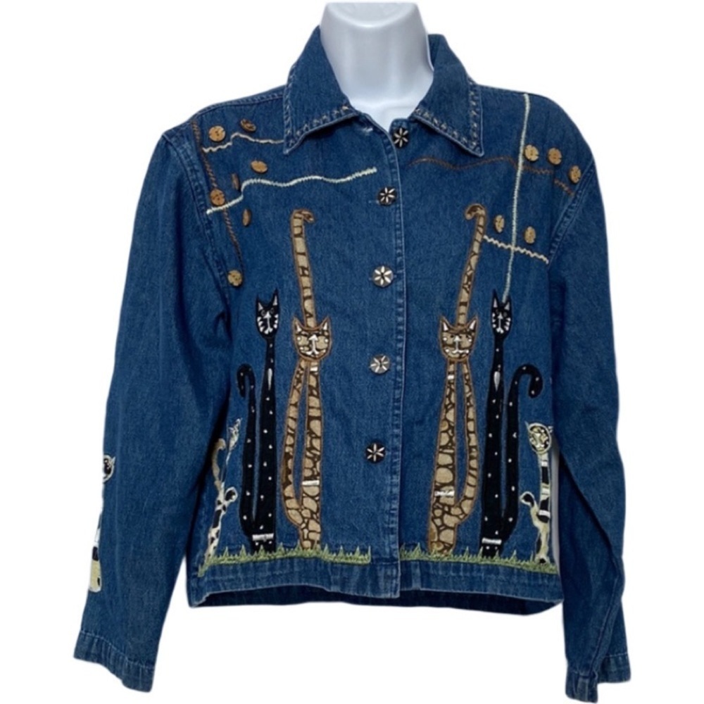 Life Style vintage cat lovers denim jacket